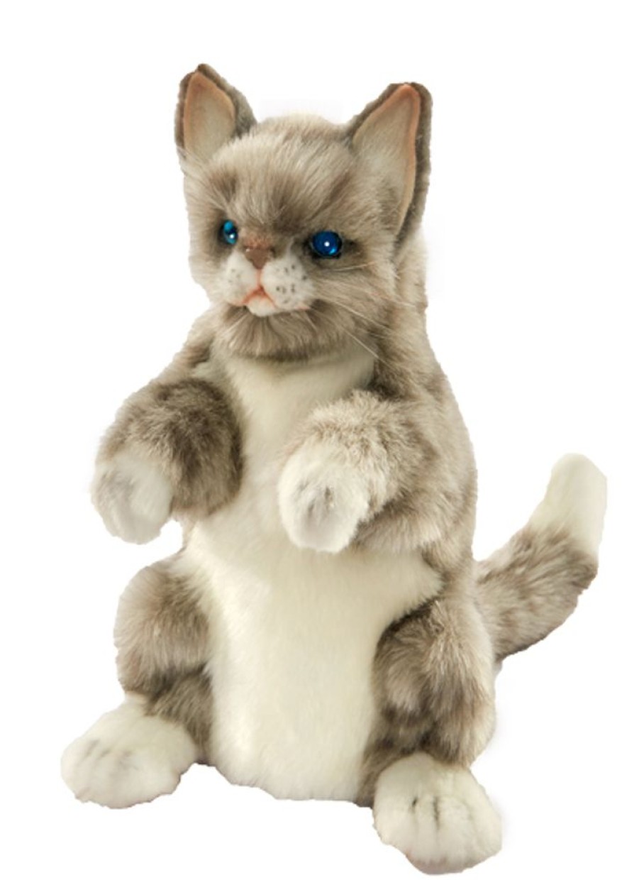 Cats Hansa Creation | Hansa - Grey Cat Puppet 30Cm