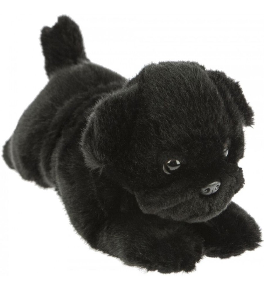 Dogs Bocchetta Plush Toys | Bocchetta - Puddles Black Pug Lying Plush Toy 28Cm