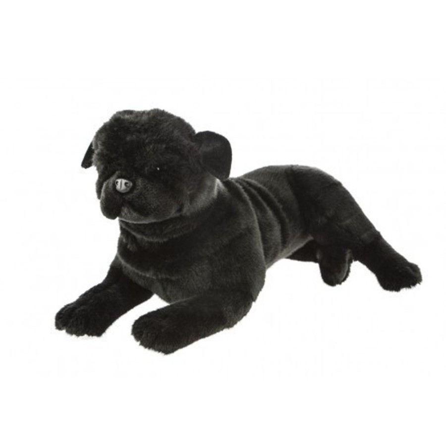 Dogs Bocchetta Plush Toys | Bocchetta - Bandit Black Pug Lying Plush Toy 42Cm