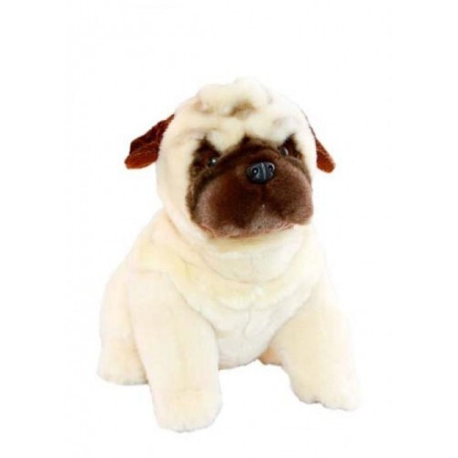 Dogs Bocchetta Plush Toys | Bocchetta - Carlotta Fawn Pug Sitting Plush Toy 27Cm