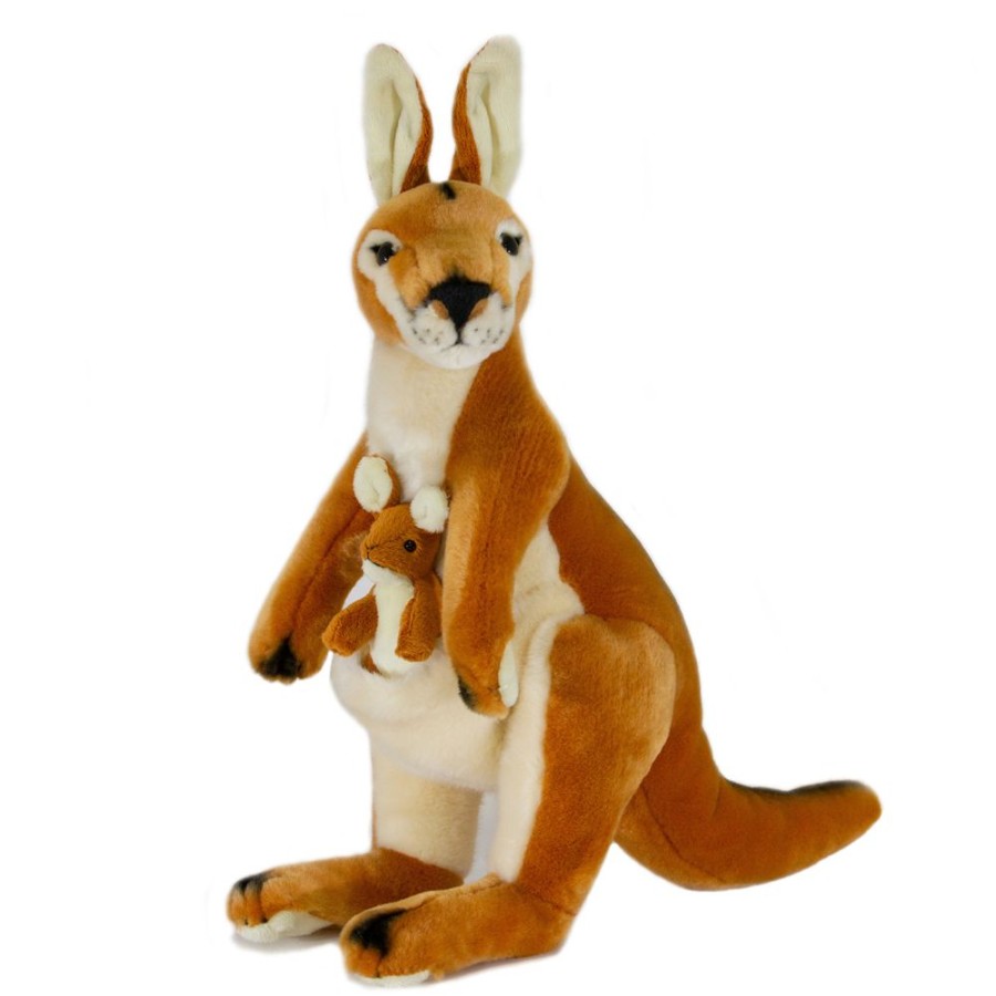 Wild Animals Bocchetta Plush Toys | Bocchetta - Dodger Red Kangaroo With Joey Plush Toy 40Cm