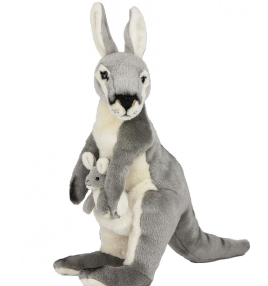 Wild Animals Bocchetta Plush Toys | Bocchetta - Trudy Grey Kangaroo Plush Toy 44Cm